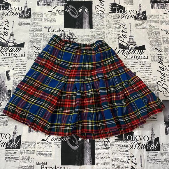 Smith's Bermuda Women's tartan plaid pleated miniskirt kilt wool vintage 70s - Picture 2 of 4